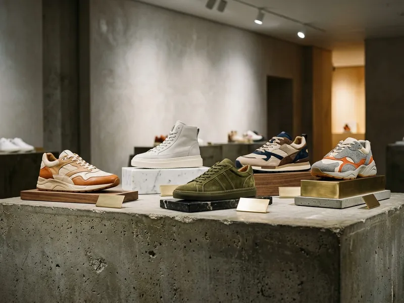 A single iconic sneaker displayed like a museum object under a spotlight